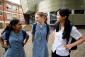 Nandini Rajagopal, Evie Macdonald and Elena Liu, in First Day S2. Image: Matt Byrne courtesy Epic Films. QUeer labour