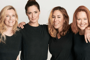 Group of confident women who run production company Dollhouse Pictures