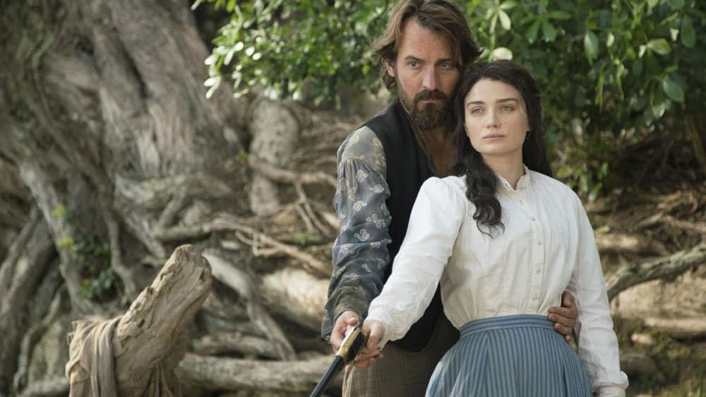 Ewan Leslie and Eve Hewson in The Luminaries