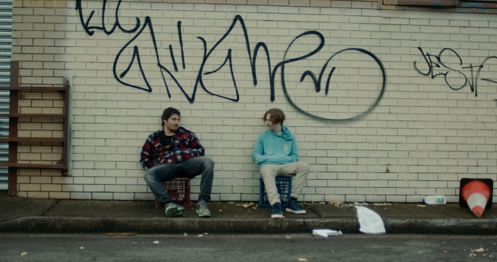 Joshua Brennan and Jeremy Blewitt in the award-winning short film Mate. Image: Campbell Brown.