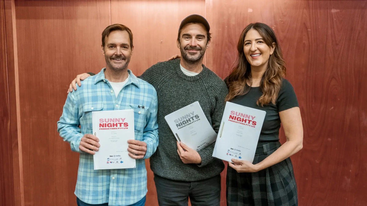 Will Forte, Trent O'Donnell and Darcy Carden in Sunny Nights.