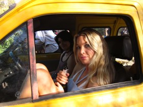 Bailey Spalding as Penny Lane and Tahlee Fereday as Toni on the set of Penny Lane is Dead. Image: Ian Routledge