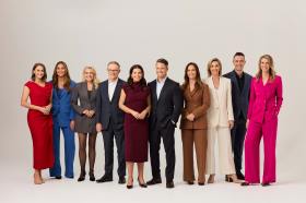 10 NEWS+: Samantha Butler, Brianna Parkins, Angela Bishop, Hugh Riminton, Amelia Brace, Denham Hitchcock, Ursula Heger, Ashleigh Raper, Bill Hogan and Carrie-Anne Greenbank. Image: Network Ten.