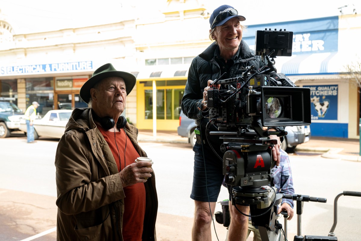 Writer and director Bruce Beresford and camera operator Simon Harding. Photo: David Dare Parker / Sony Pictures.