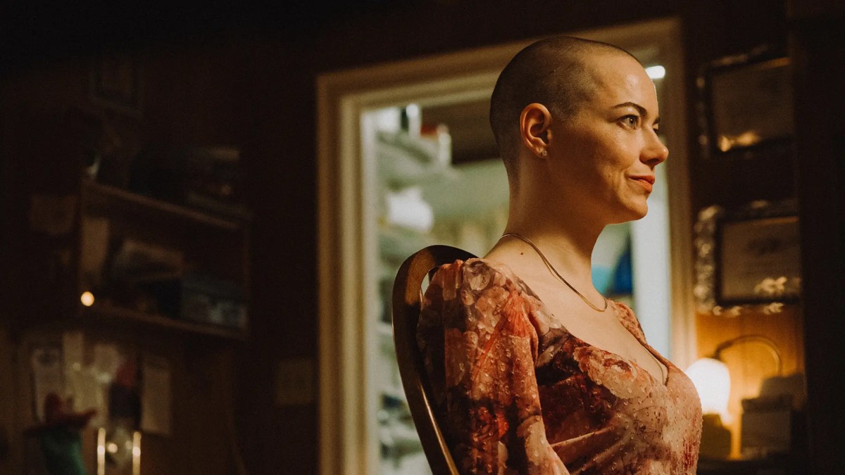 Emma Stone In Bugonia. Image: Element Pictures / Cj Enm / Fruit Tree / Square Peg.