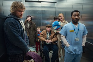 Goodbye June. From left, Johnny Flynn as Connor, Andrea Riseborough as Molly, Timothy Spall as Bernie and Kate Winslet as Julia. Photo: Kimberley French / Netflix. Streaming December 2025.