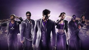 Five moodily lit, cooly stylised characters from the game 'Saints Row: The Third'. saints row the third skinballs