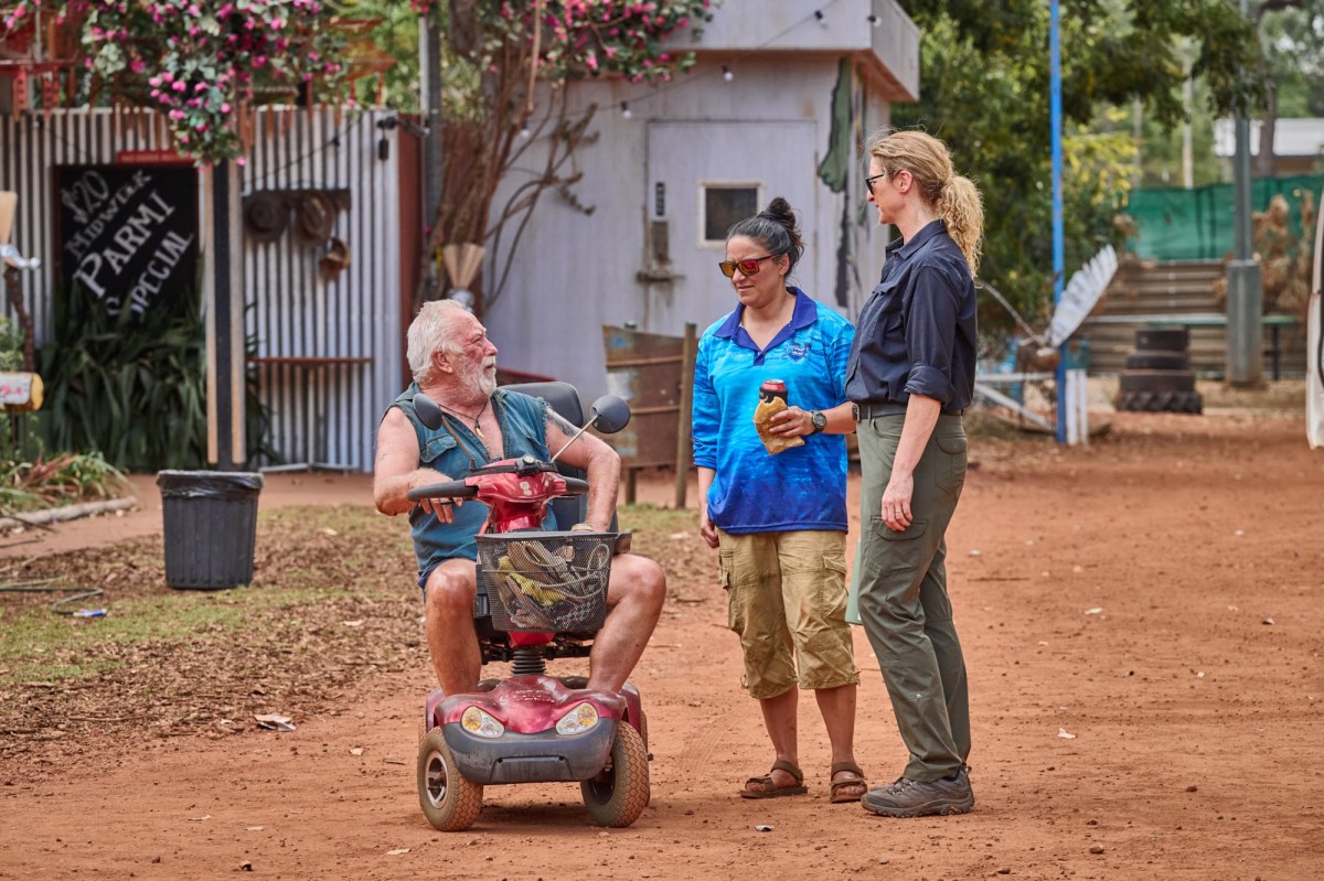 Steve Bisley, Madeleine Sami And Kate Box In Deadloch Season 2. Image: Prime.