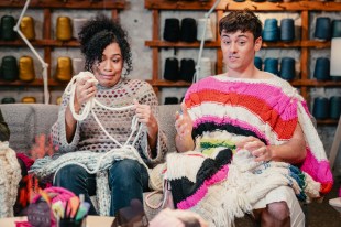 Lydia with presenter Tom Daley on Game of Wool. Image: Binge.