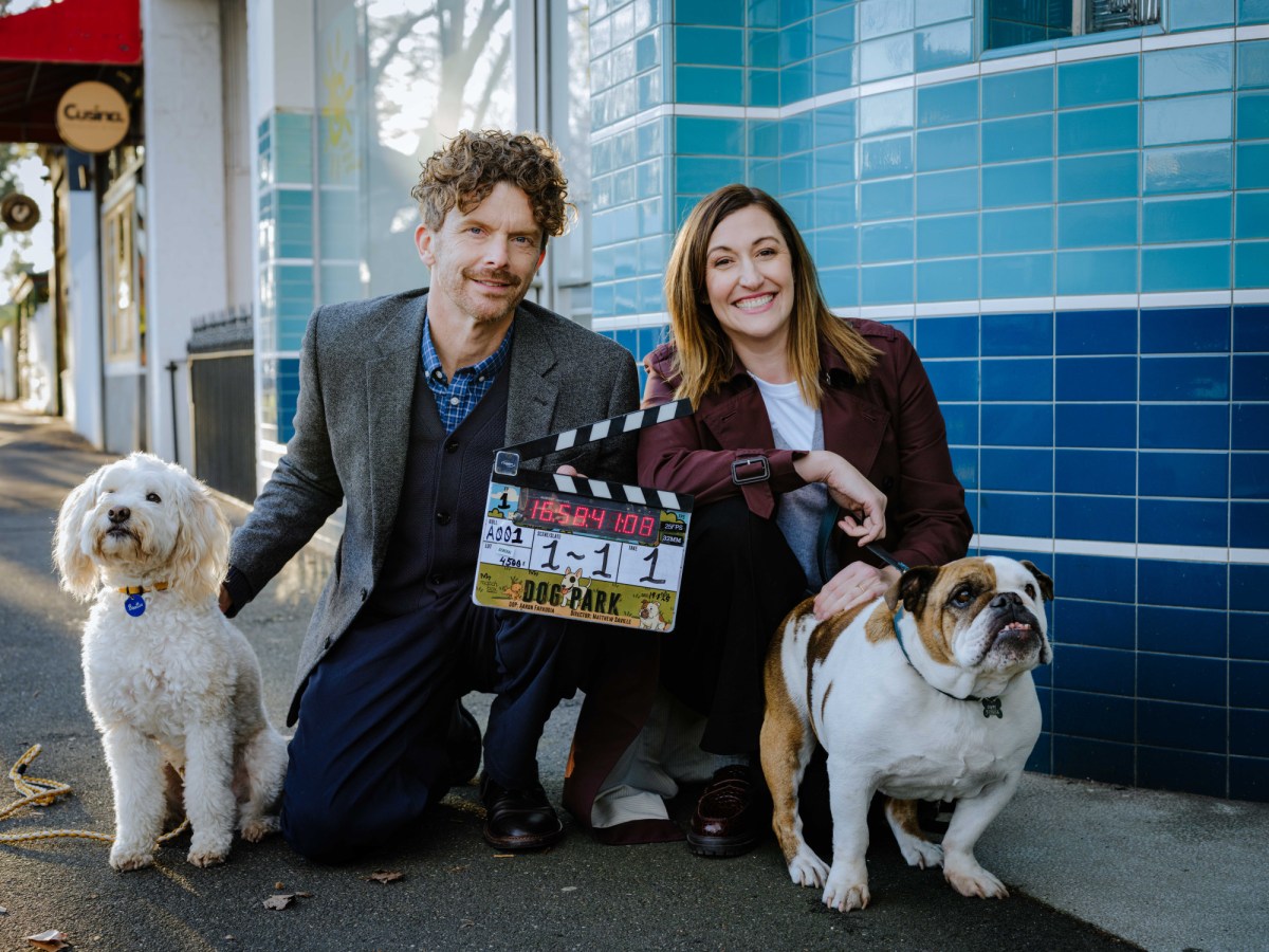 Indi, Leon Ford, Celia Pacquola and Marty from Dog Park. Image: ABC.