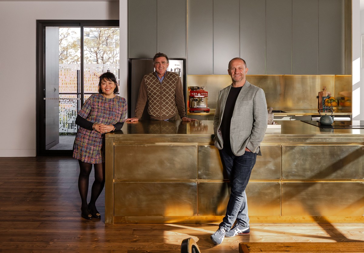Grand Designs Transformations Host Professor Anthony Burke With Homeowners Paul And Isobel. Photo: Abc.