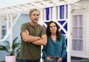 Michala Banas and Brett Tucker in Blue Murder Motel. Image: ABC iview.