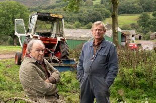 Michael Elwyn as Owen Thomas, Martin Clunes as Nathan Williams in Out There, streaming on BritBox in March. Image: Buffalo Pictures/All3Media International.