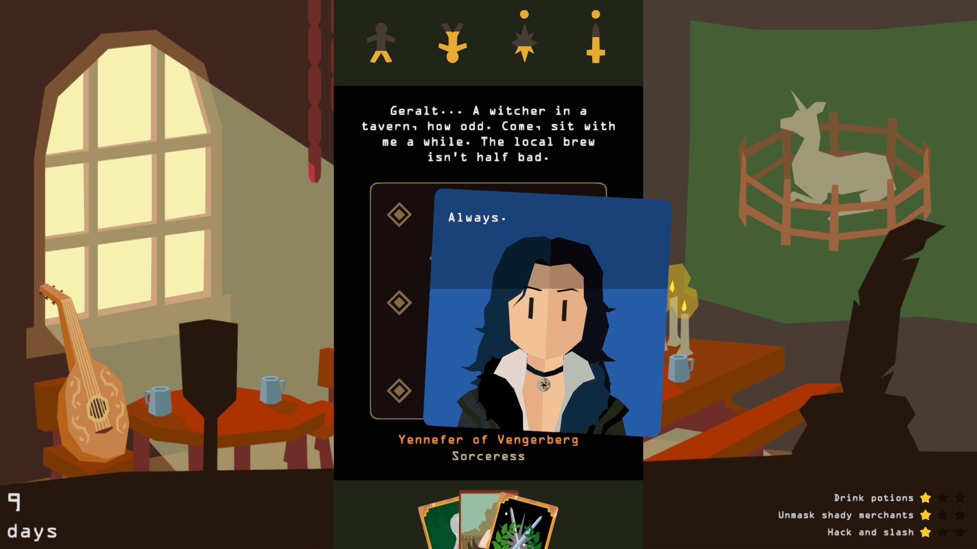 Reigns: The Witcher. Image: Nerial / Devolver Digital.