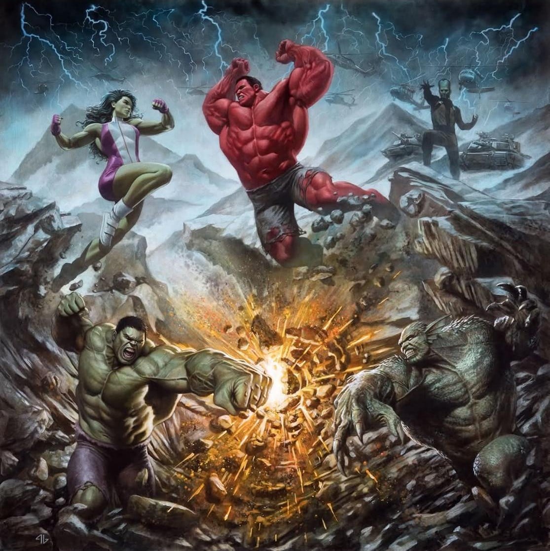 Hulk Collectible Scene. Image: Adi Granov / Wizards Of The Coast.