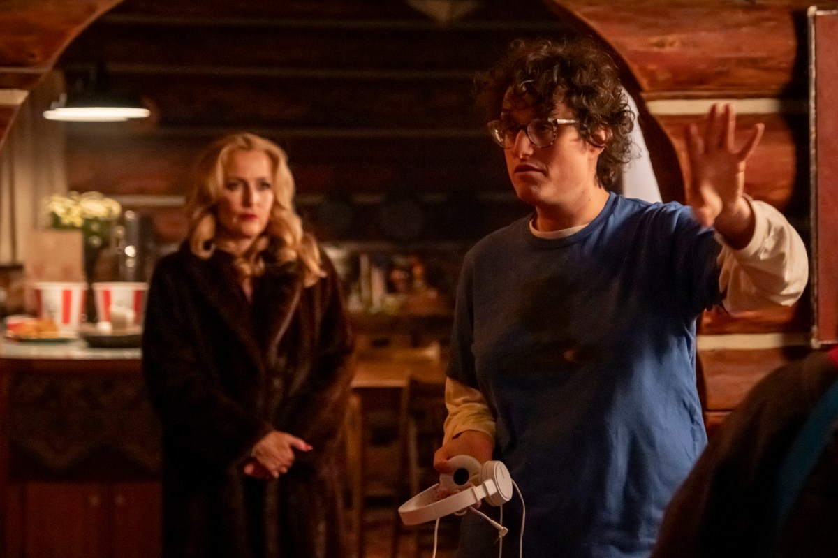 Gillian Anderson and Jane Schoenbrun on the set of Teenage Sex and Death at Camp Miasma. Image: MUBI / Madman.