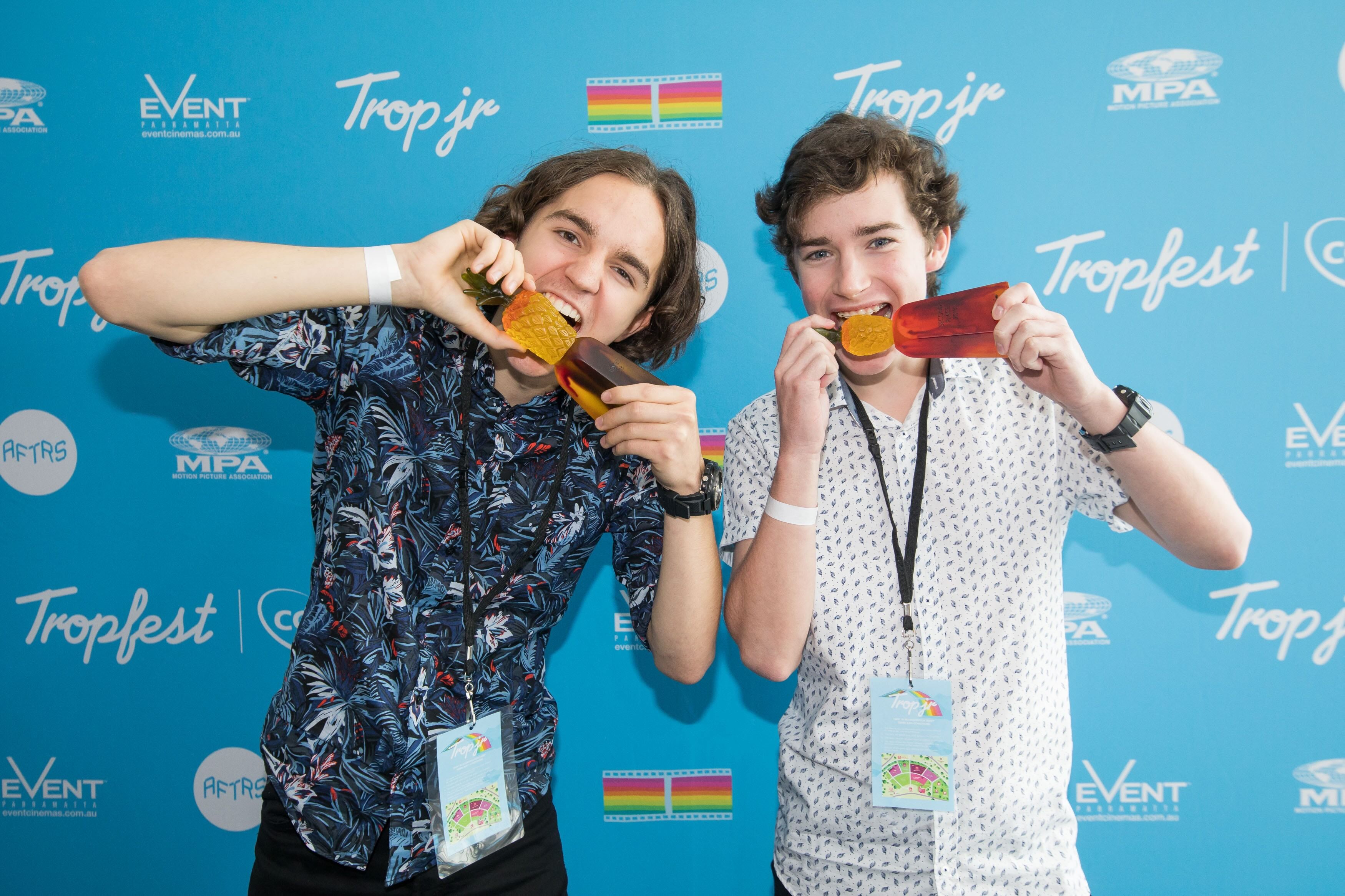 Tadji Ulrich And Austin Macfarlane At Trop Jr 2018. Image: Tropfest.