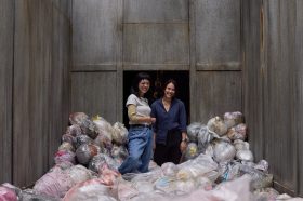 Actor Midori Francis and filmmaker Natalie Erika James on set during the filming of Saccharine. Photo: Supplied.