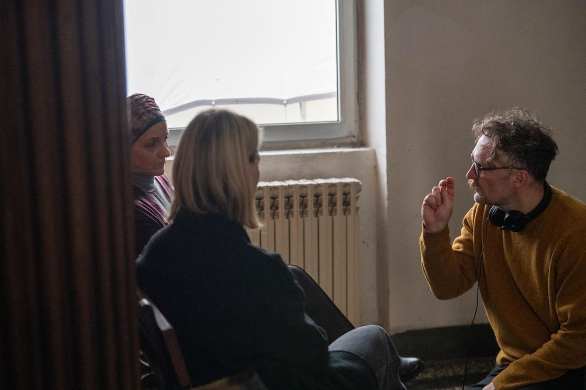 From Left, Selma Alispahić, Mia Wasikowksa And Kuba Dorabialski On The Set Of Agata The Writer. Photo: Imrana Kapetanović.