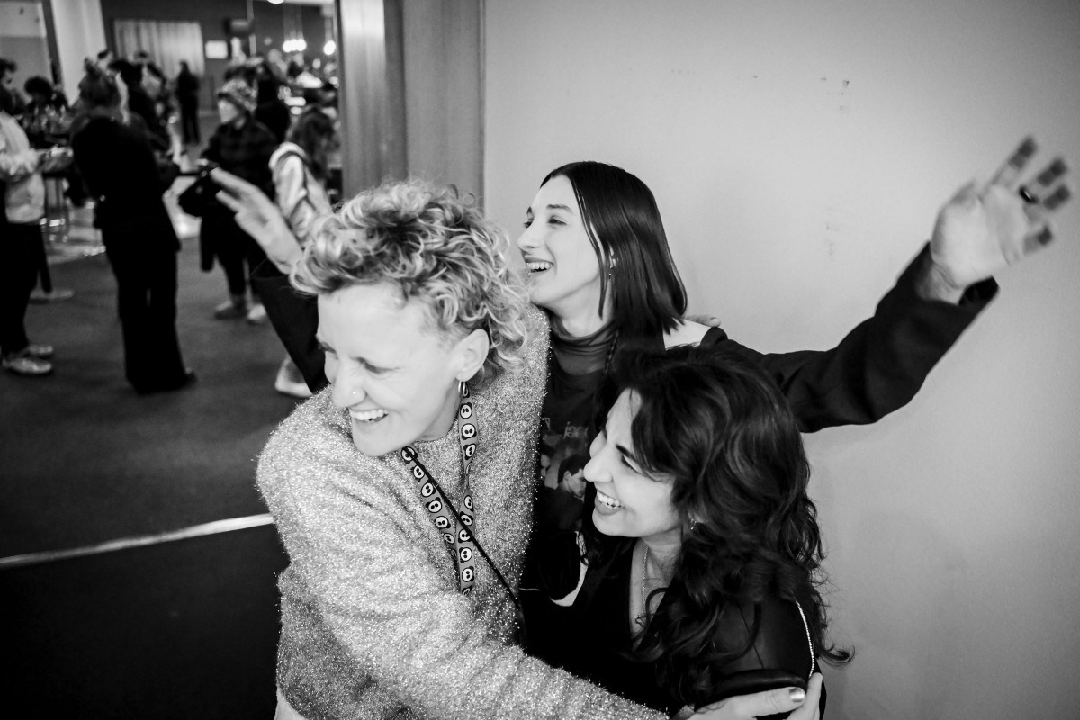 At right, Lesbian Space Princess filmmakers Leela Varghese and Emma Hough Hobbs at Berlinale. Photo: Supplied.