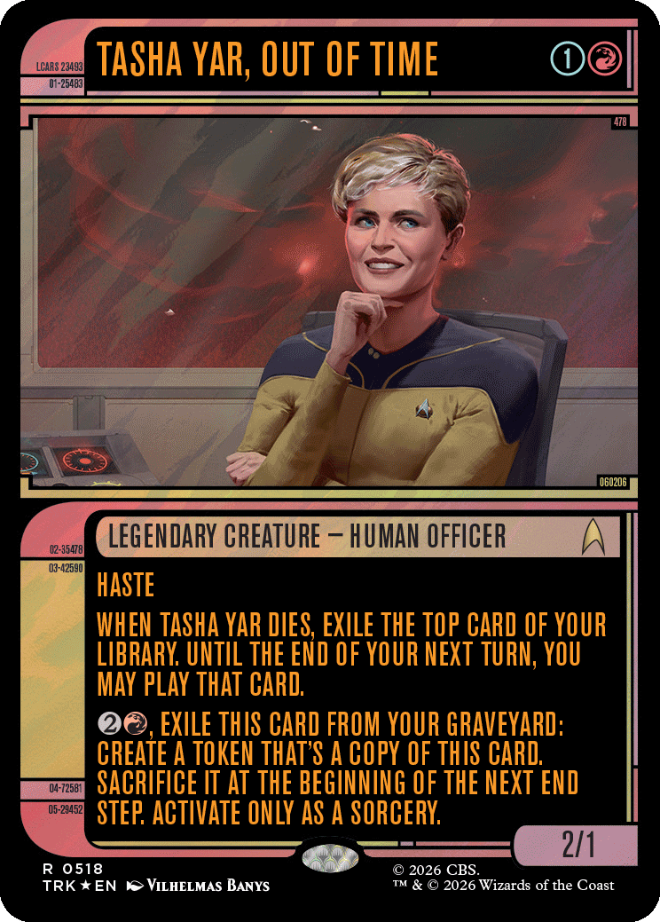 Magic The Gathering Star Trek Tasha Yar Out Of Time Preview Card